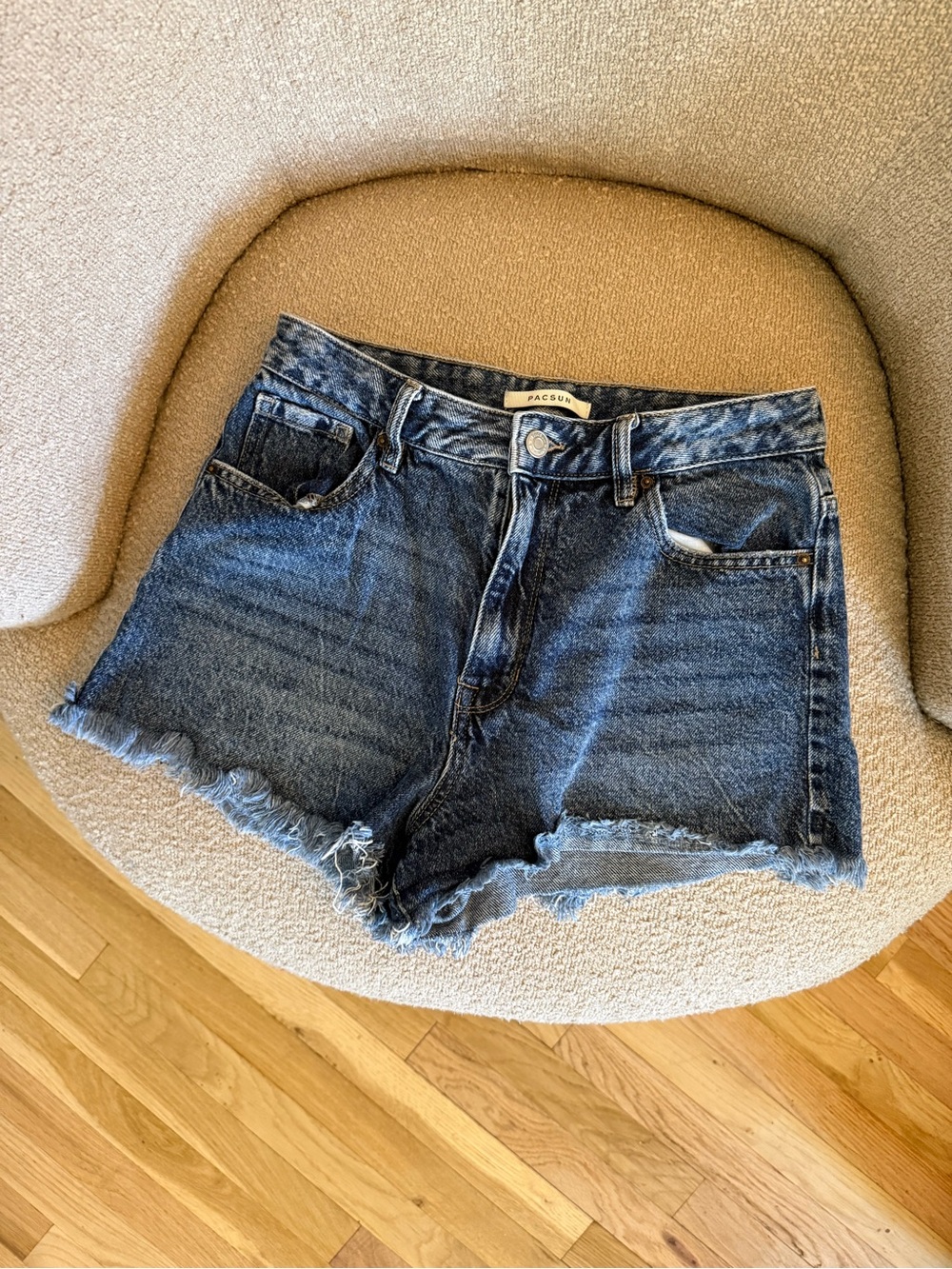PacSun Distressed High-Rise Denim Shorts - Blue